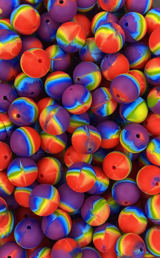 Primary Rainbow Swirl 15mm Bead
