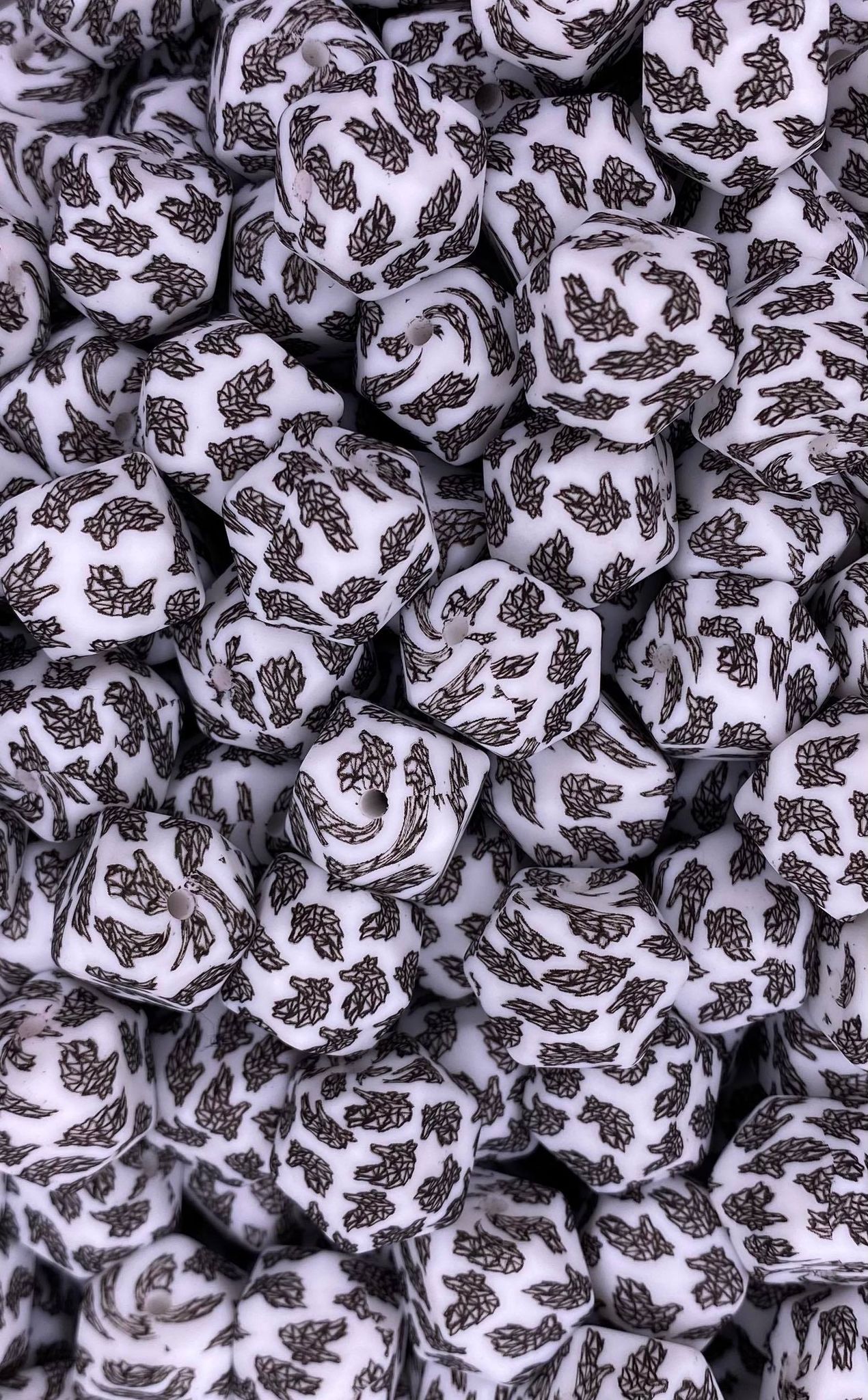 Wolfkraal Printed 14mm Hexagon Bead