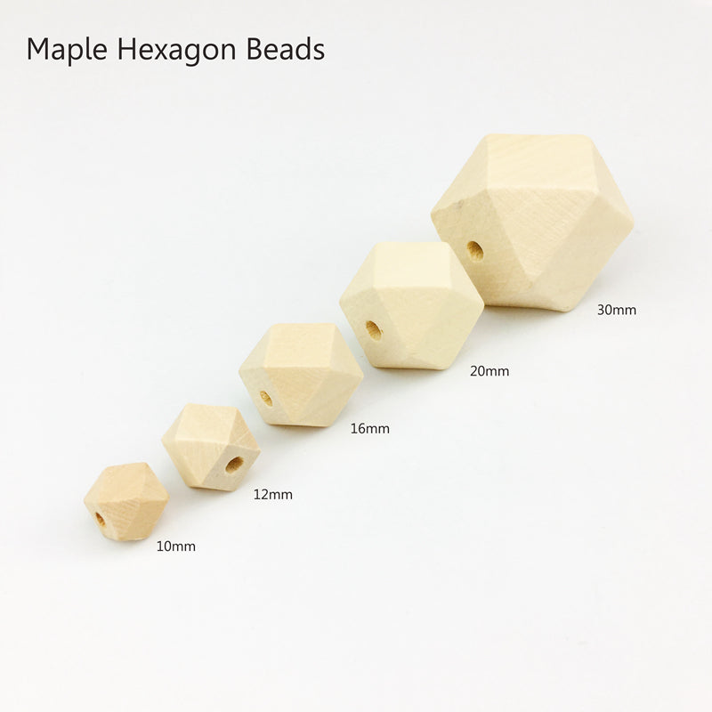 12mm Wooden Hex Beads