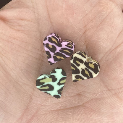 Leopard Mini Heart Focal Bead