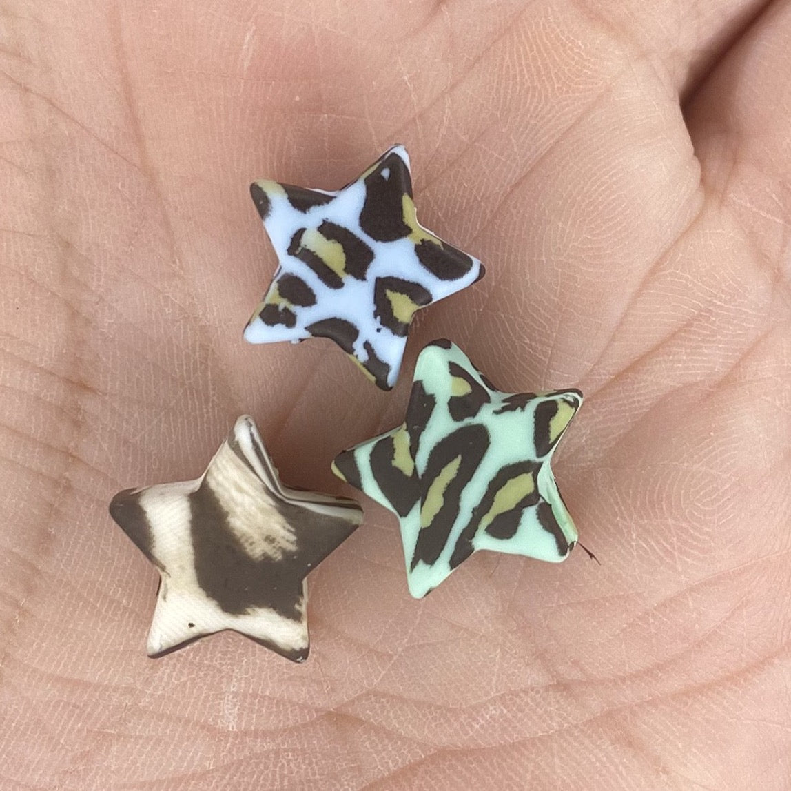 Animal Print Mini Star Focal Bead