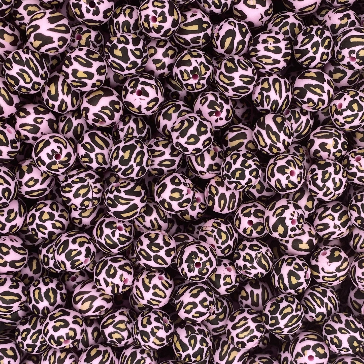 Bubblegum Pink Leopard Printed 15mm Bead