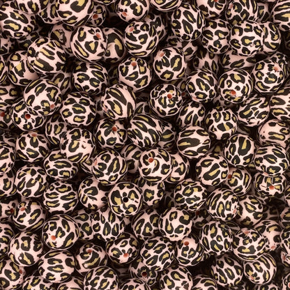 Baby Pink Leopard Printed 15mm Bead
