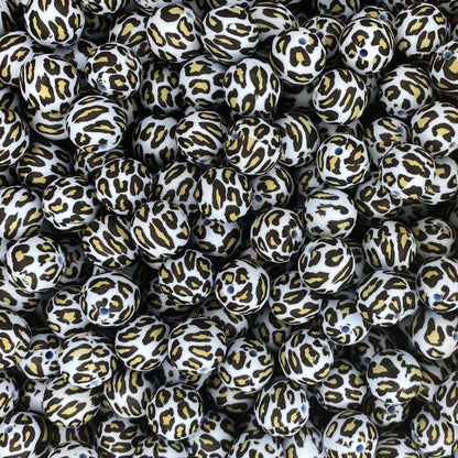 Baby Blue Leopard Printed 15mm Bead