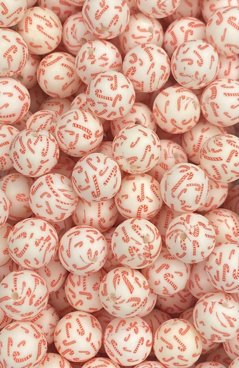 Peppermint Kisses Printed 15mm Bead
