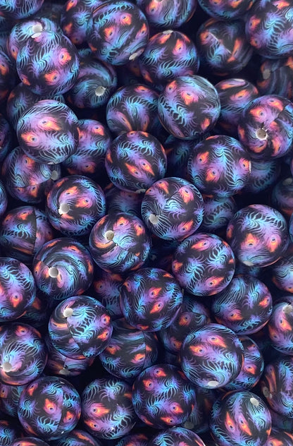 Perle de 15 mm imprimée sur mesure paon 