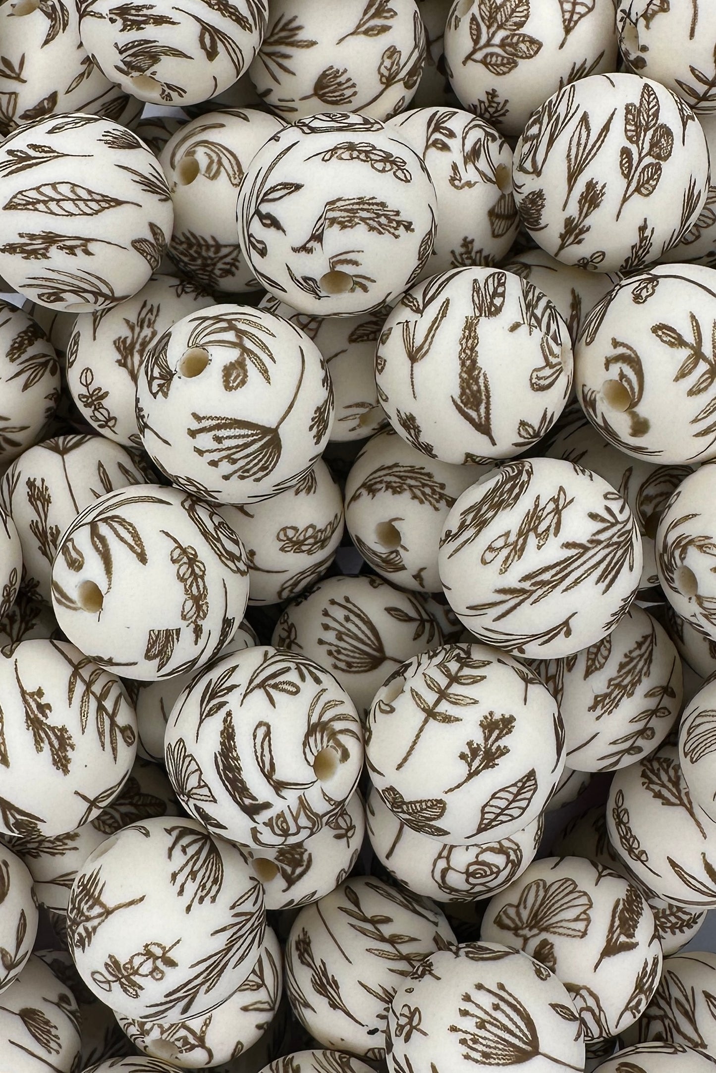 Organic Floral Printed 15mm Bead