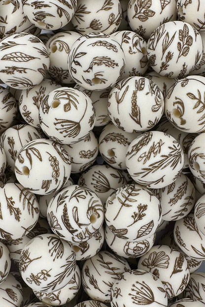 Organic Floral (Boss Babe) Printed 15mm Bead