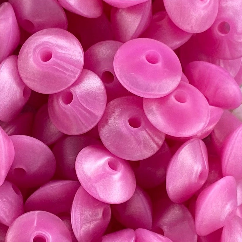 Hot Pink Pearl 12mm Lentil L12-19