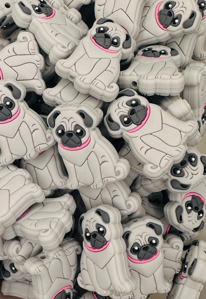 Pug With Collar Focal Bead