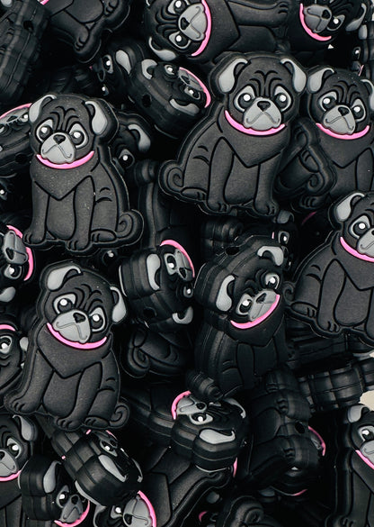 Pug With Collar Focal Bead