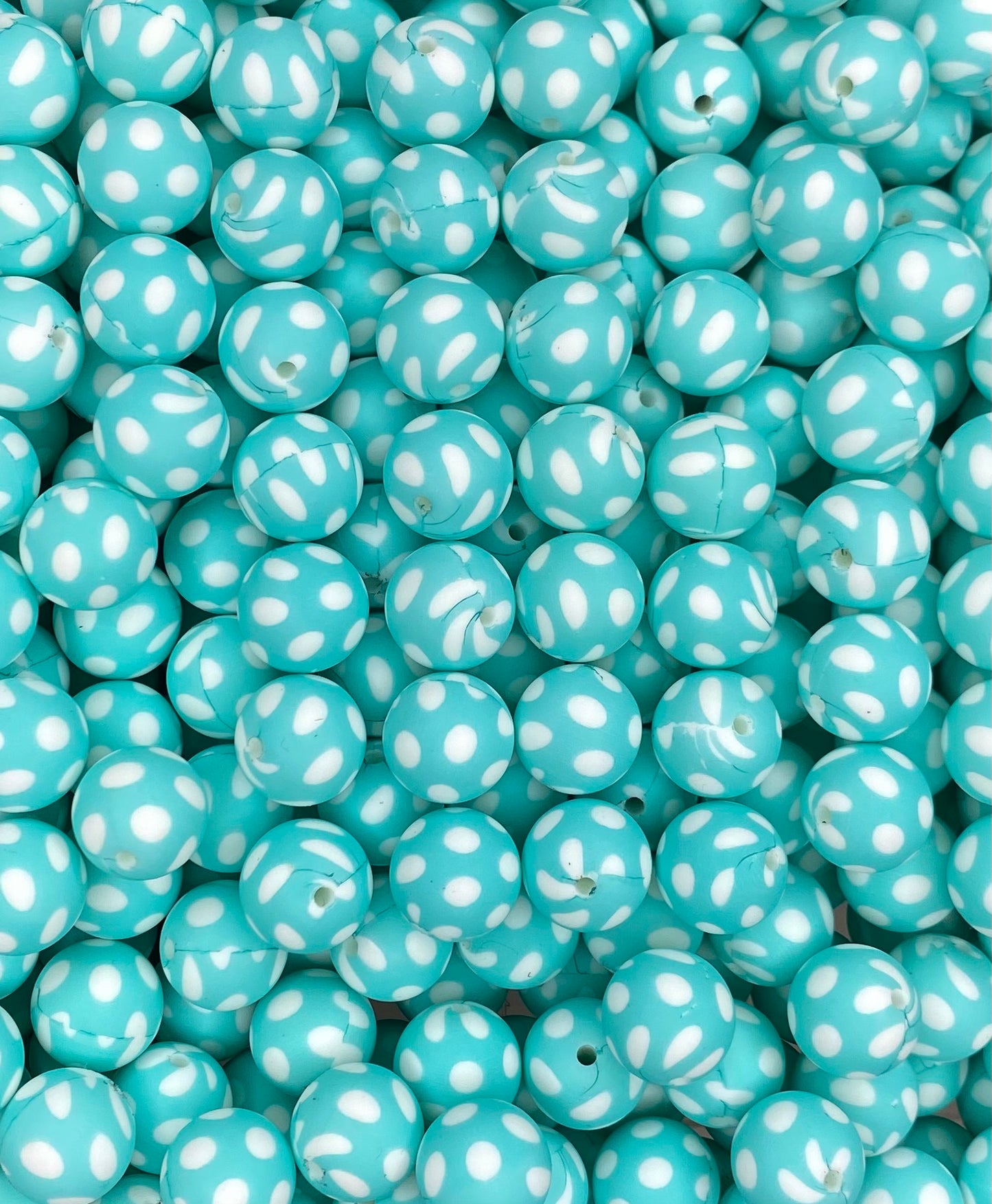 Turquoise Polka Dot Printed 15mm Bead