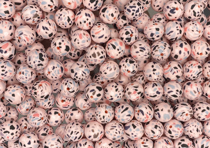 Pink Terrazzo Printed 15mm Bead