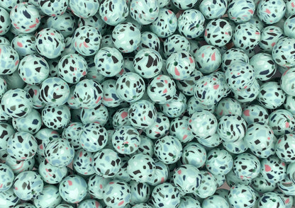 Mint Terrazzo Printed 15mm Bead