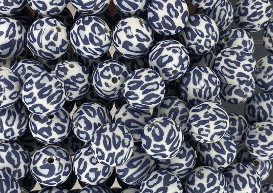 Grey Leopard Printed 15mm Bead