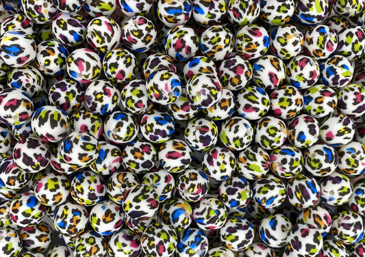 Colorful Leopard Printed 15mm Bead
