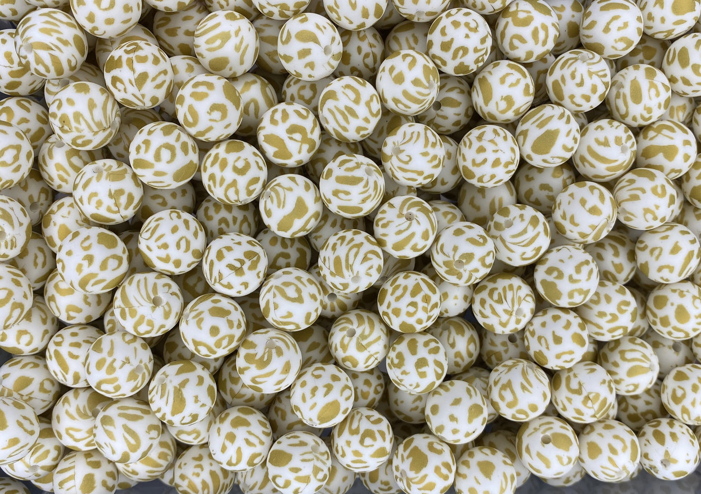 Gold Leopard Printed 12mm Bead
