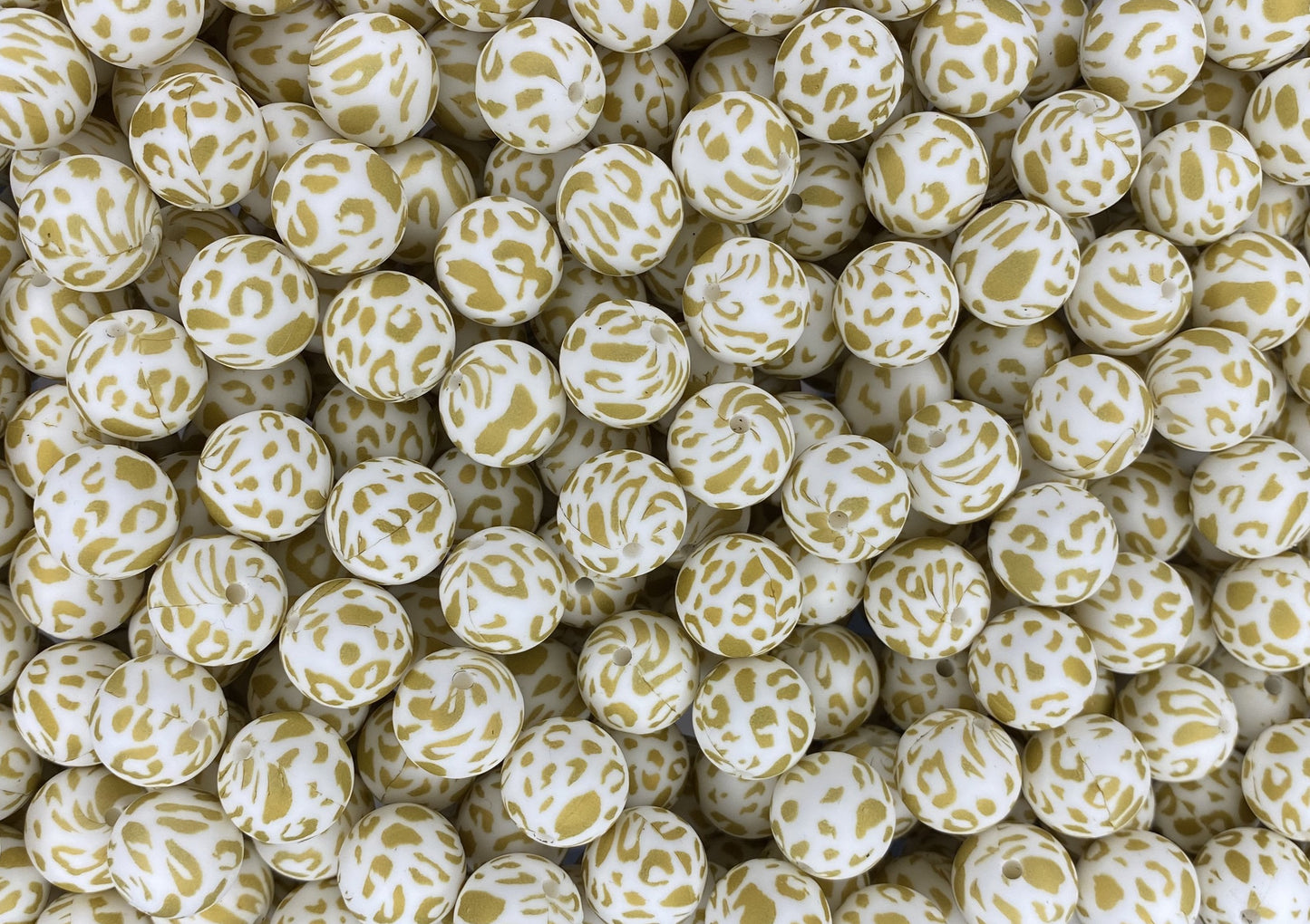 Gold Leopard Printed 15mm Bead