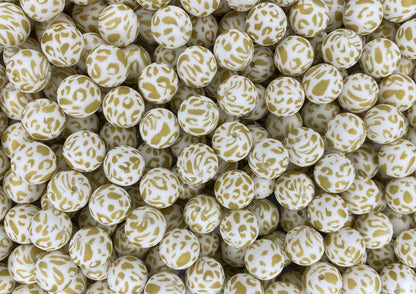 Perle dorée de 15 mm imprimée léopard