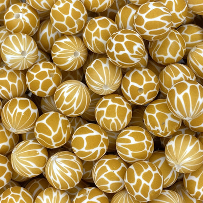 Perle de 15 mm imprimée girafe 