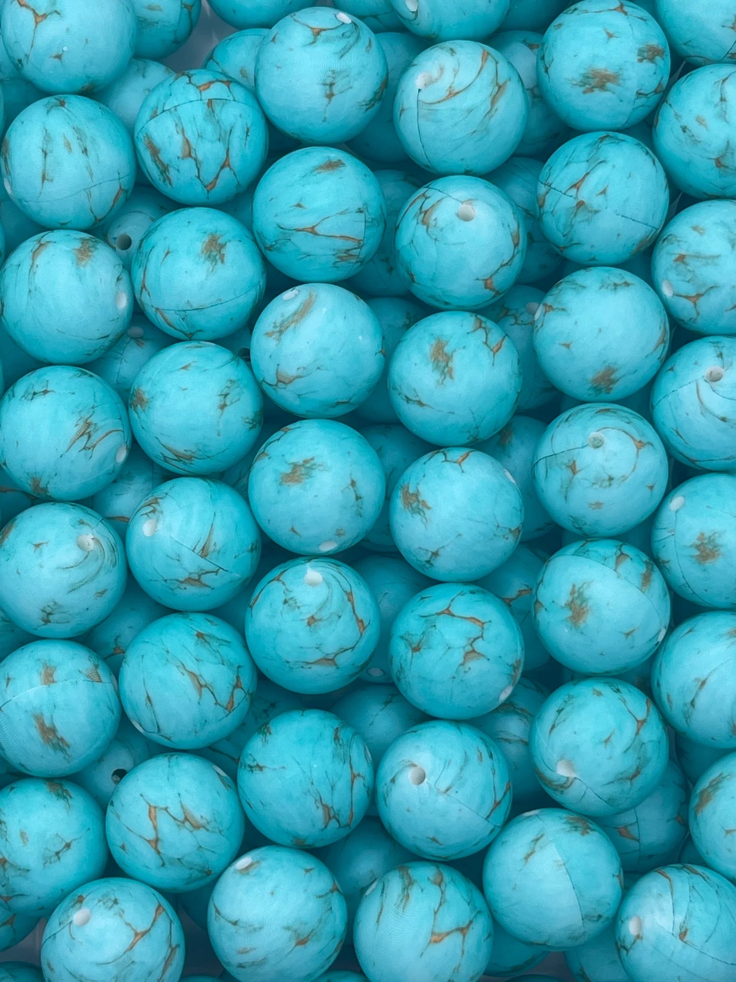 12mm Turquoise Stone Printed Bead