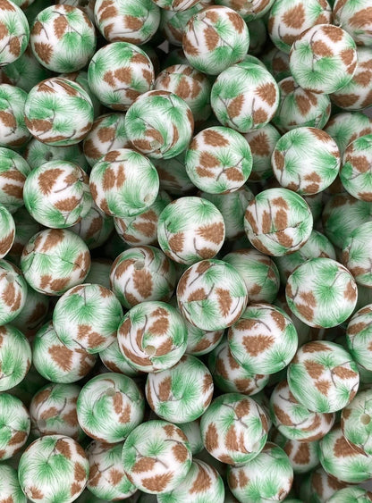 Perle de 15 mm imprimée pin du sud