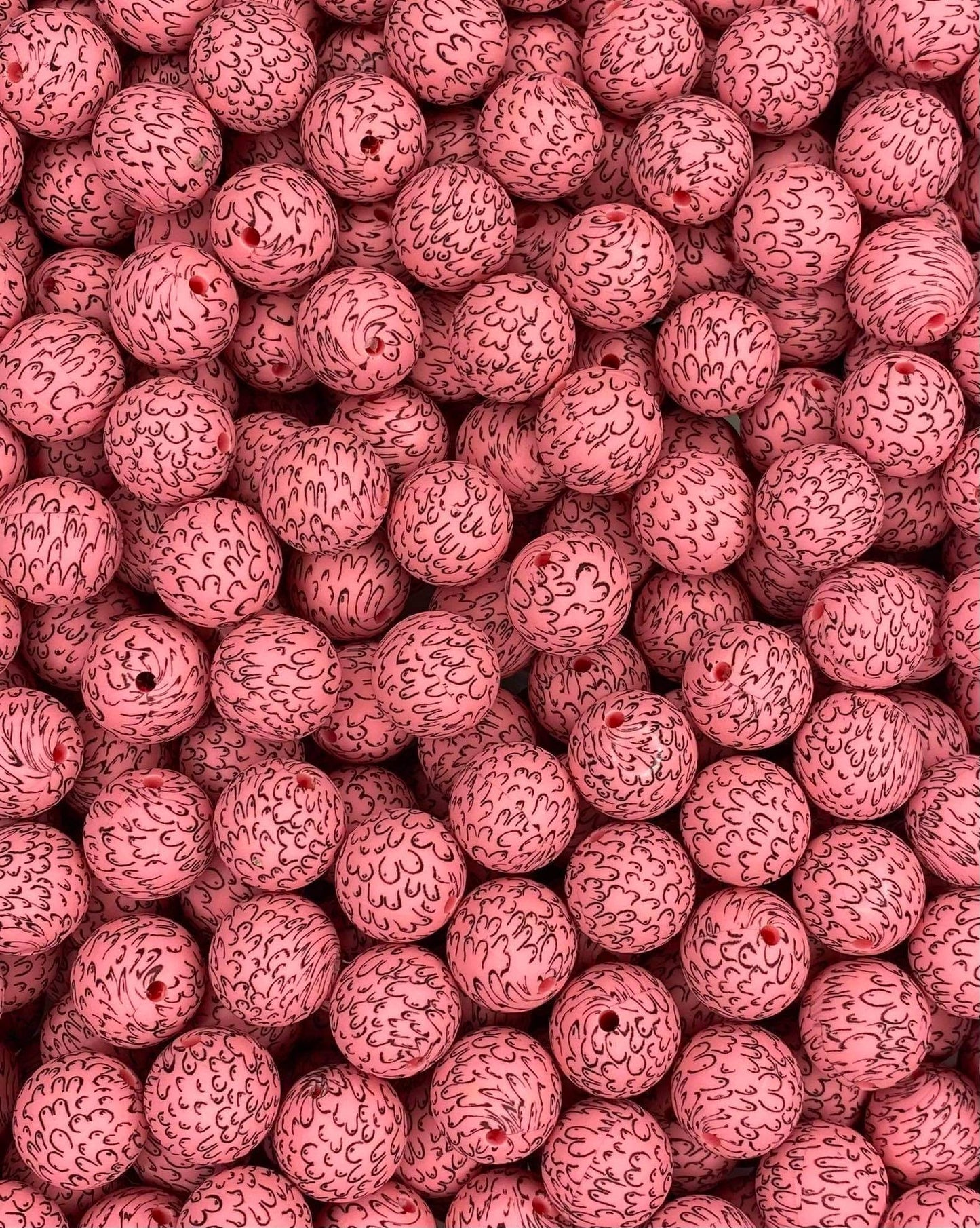 Pink Boobie F Cancer Printed 15mm Bead