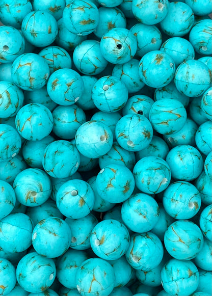 Création CTS : Perle de 15 mm imprimée pierre turquoise