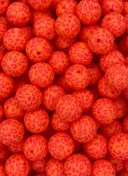 Création CTS : Orange Ya Glad I'm Leopard, perle de 15 mm imprimée